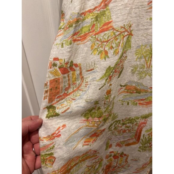 CYNTHIA ROWLEY Size 1X 100% Linen Island Print Top Shirt Beachy Boho - Picture 3 of 5